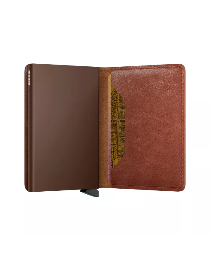 Secrid - Porte-cartes de crédit en cuir Slim Cognac-brown vintage