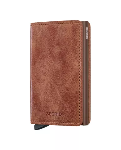 Secrid - Porte-cartes de crédit en cuir Slim Cognac-brown vintage