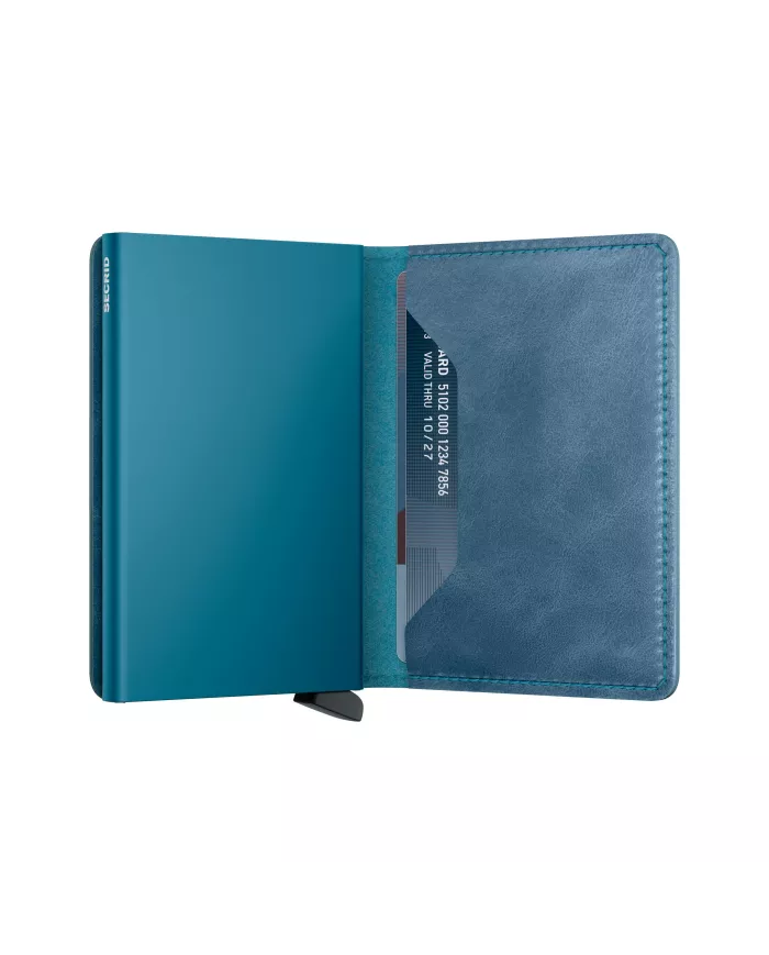 Secrid - Porte-cartes de crédit en cuir Slim Teal vintage