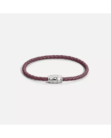 Bracelet acier 3 anneaux Collection Meisterstück en cuir cassis
