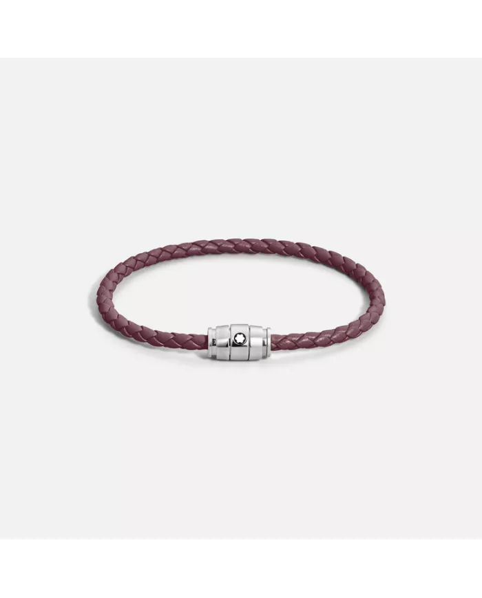 Bracelet acier 3 anneaux Collection Meisterstück en cuir cassis