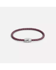 Bracelet acier 3 anneaux Collection Meisterstück en cuir cassis