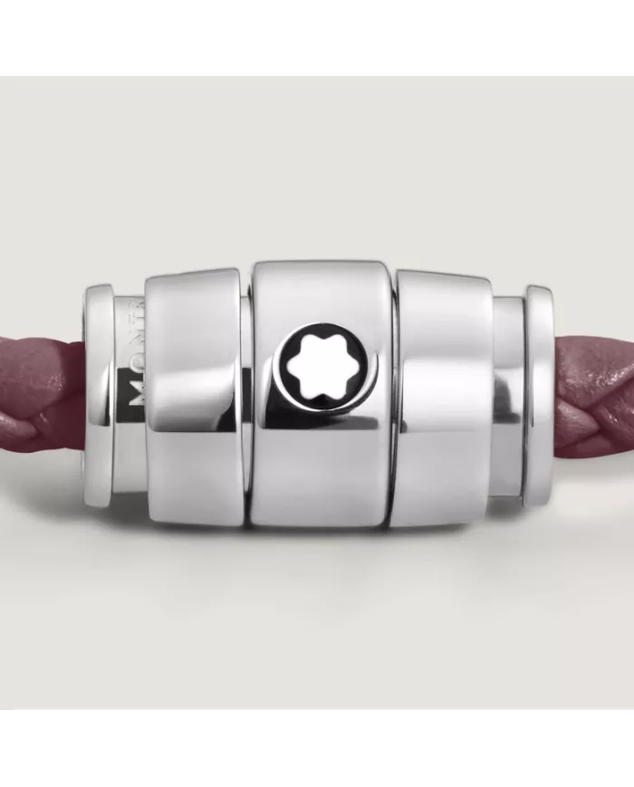Bracelet acier 3 anneaux Collection Meisterstück en cuir cassis