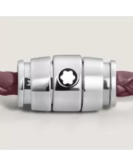 Bracelet acier 3 anneaux Collection Meisterstück en cuir cassis
