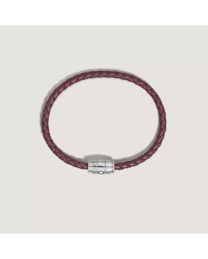 Bracelet acier 3 anneaux Collection Meisterstück en cuir cassis