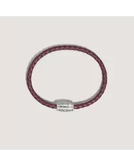 Bracelet acier 3 anneaux Collection Meisterstück en cuir cassis