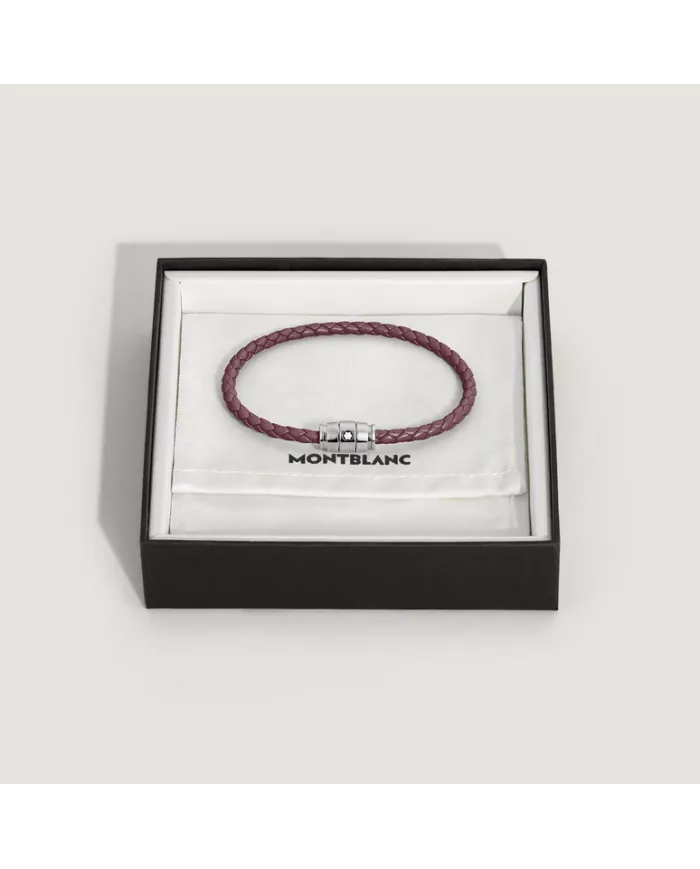 Bracelet acier 3 anneaux Collection Meisterstück en cuir cassis