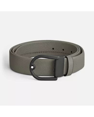 Ceinture à boucle fer à cheval de 35 mm en cuir gris moyen