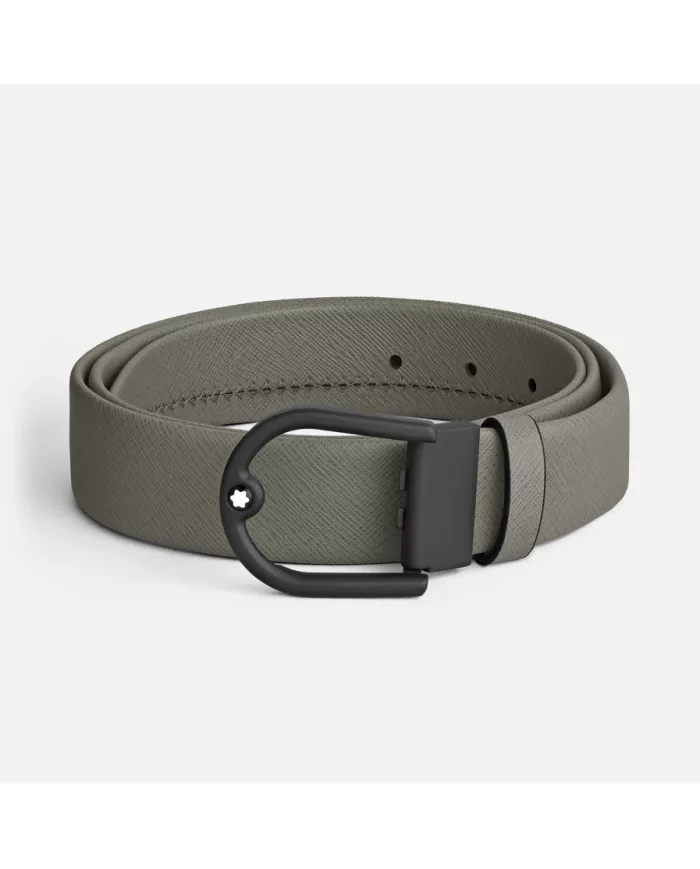 Ceinture à boucle fer à cheval de 35 mm en cuir gris moyen