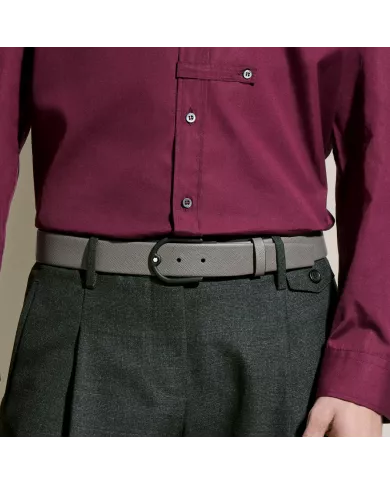 Ceinture à boucle fer à cheval de 35 mm en cuir gris moyen