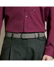 Ceinture à boucle fer à cheval de 35 mm en cuir gris moyen