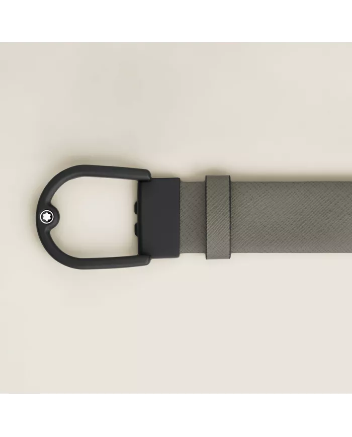 Ceinture à boucle fer à cheval de 35 mm en cuir gris moyen