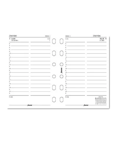 Filofax - Recharge POCKET 1 jour par page + heures en français 2024