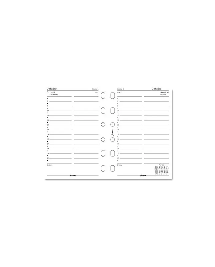 Filofax - Recharge POCKET 1 jour par page + heures en français 2026