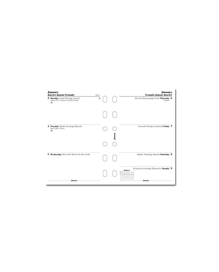 Filofax - Recharge POCKET semaine sur 2 pages multi-langues 2026