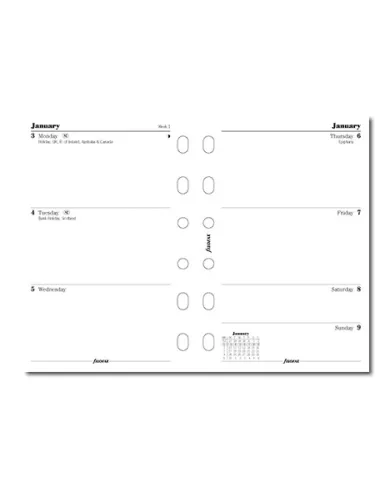 Filofax - Recharge POCKET semaine sur 2 pages en anglais 2026