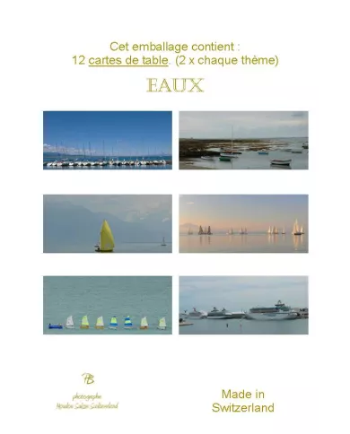 Paquet de 12 cartes de table - Eaux