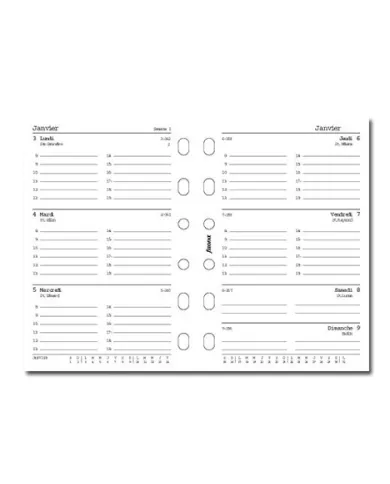 Filofax - Recharge POCKET semaine sur 2 pages + heures en français 2026