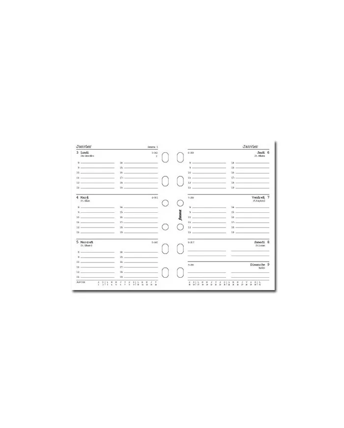 Filofax - Recharge POCKET semaine sur 2 pages + heures en français 2026