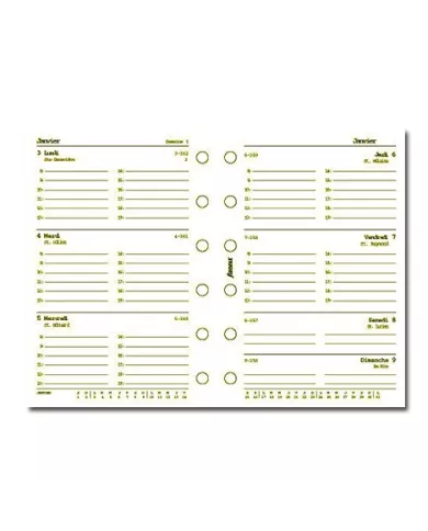 Filofax - Recharge POCKET semaine sur 2 pages + heures crème en français 2026