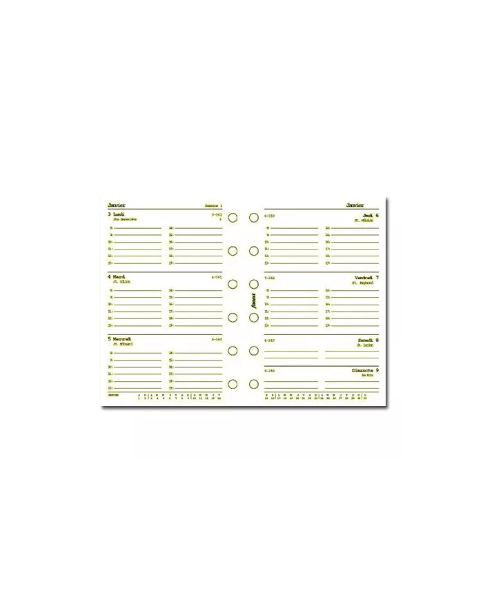 Filofax - Recharge POCKET semaine sur 2 pages + heures crème en français 2026