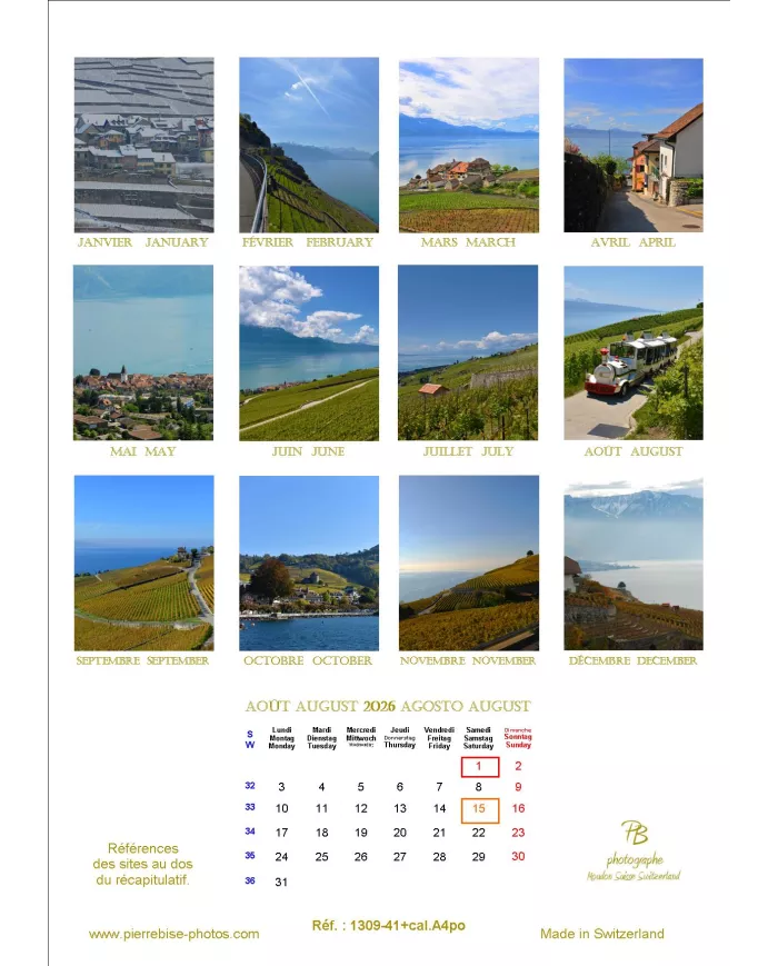 Calendrier A4 "Lavaux" 2026