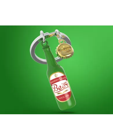 Porte clés Bouteille de Bière Verte