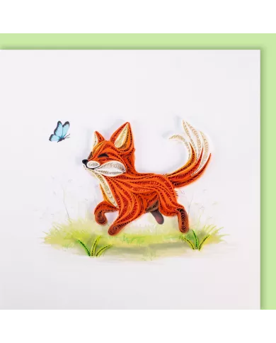 Carte "Quilling" Renard avec papillon