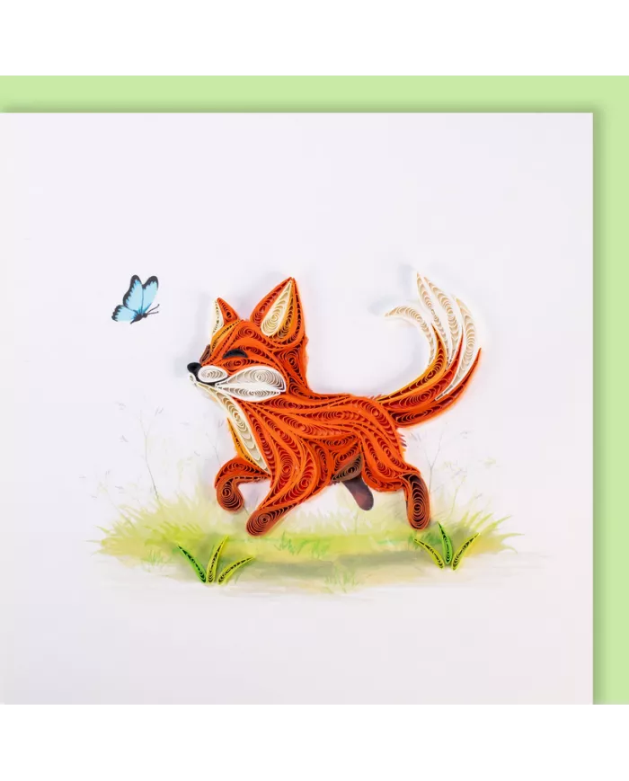 Carte "Quilling" Renard avec papillon