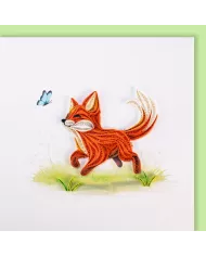 Carte "Quilling" Renard avec papillon