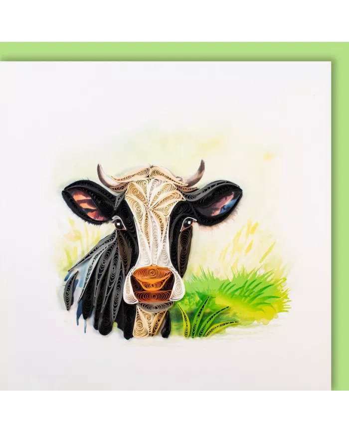 Carte "Quilling" Vache