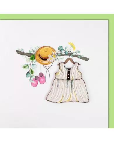 Carte "Quilling" Naissance - Robes filles