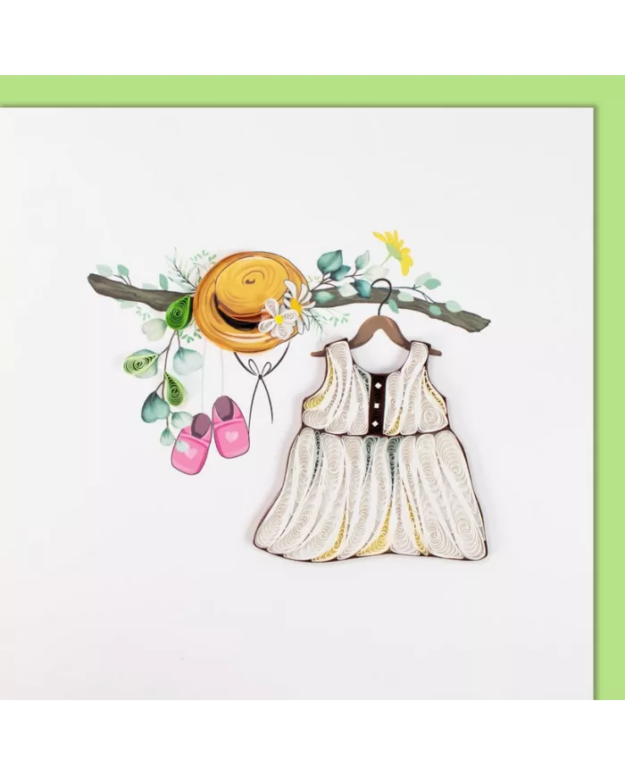 Carte "Quilling" Naissance - Robes filles