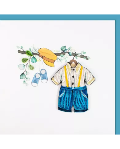Carte "Quilling" Naissance - Habits garçons
