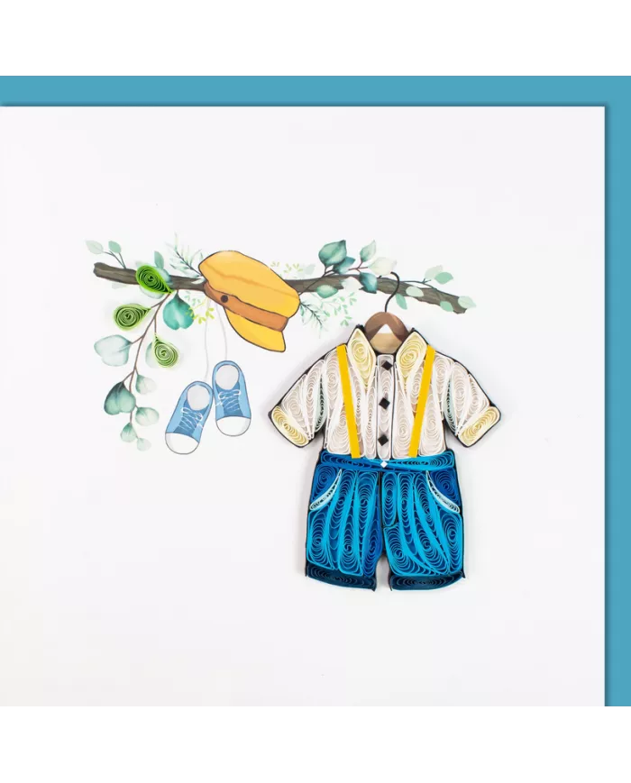 Carte "Quilling" Naissance - Habits garçons