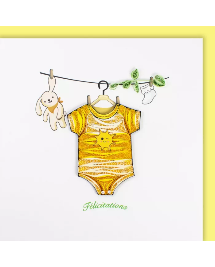 Carte "Quilling" Naissance - Body bébé
