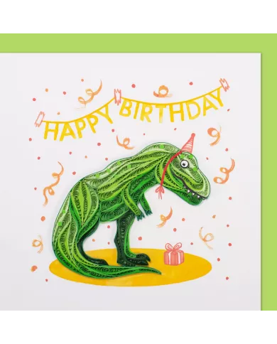 Carte "Quilling" Happy Birthday - Dinosaure