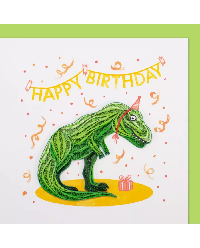 Carte "Quilling" Happy Birthday - Dinosaure