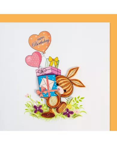 Carte "Quilling" Happy Birthday - Lapin