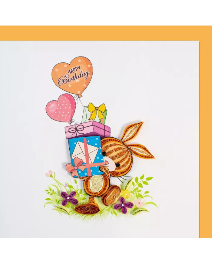 Carte "Quilling" Happy Birthday - Lapin