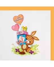 Carte "Quilling" Happy Birthday - Lapin