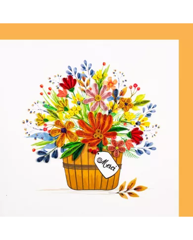 Carte "Quilling" Panier de fleurs