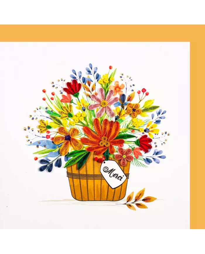 Carte "Quilling" Panier de fleurs