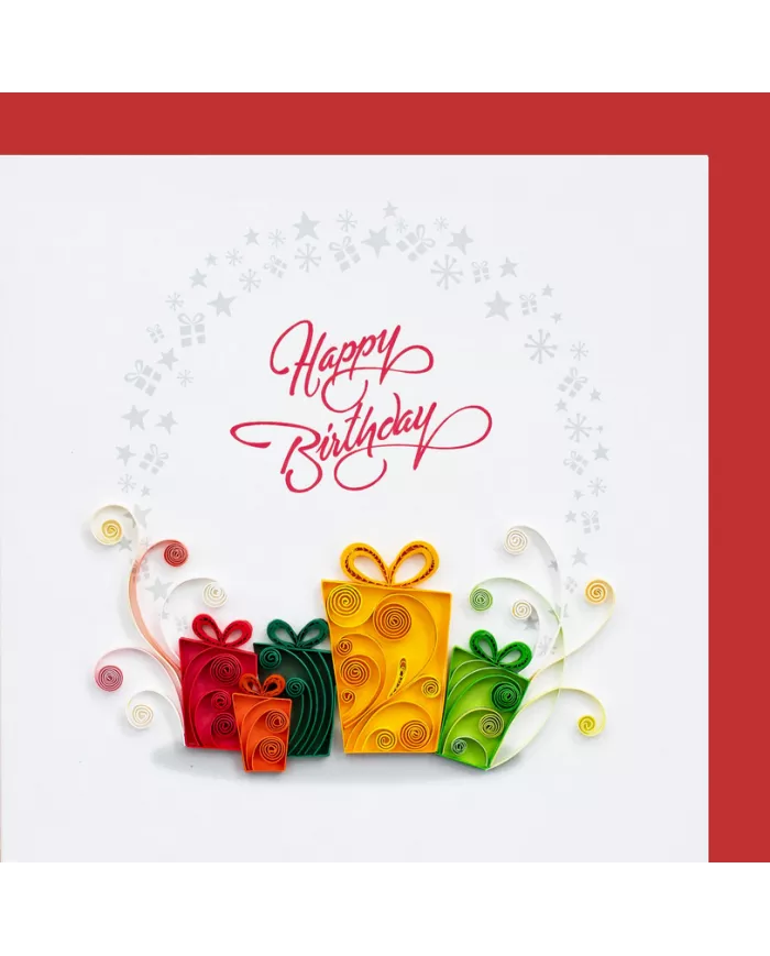 Carte "Quilling" Happy Birthday - Cadeaux