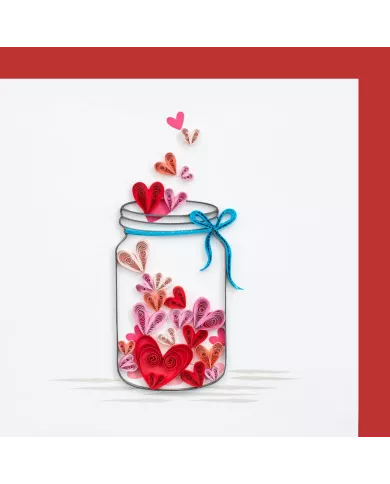 Carte "Quilling" Verre avec des coeurs