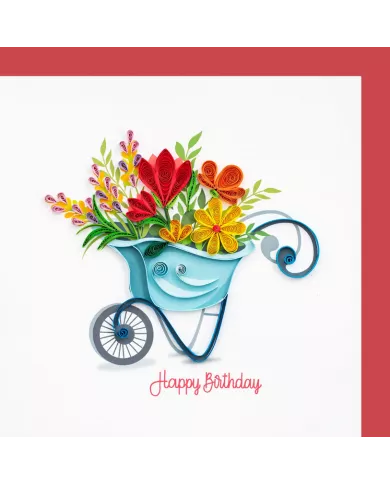 Carte "Quilling" Happy Birthday - Brouette