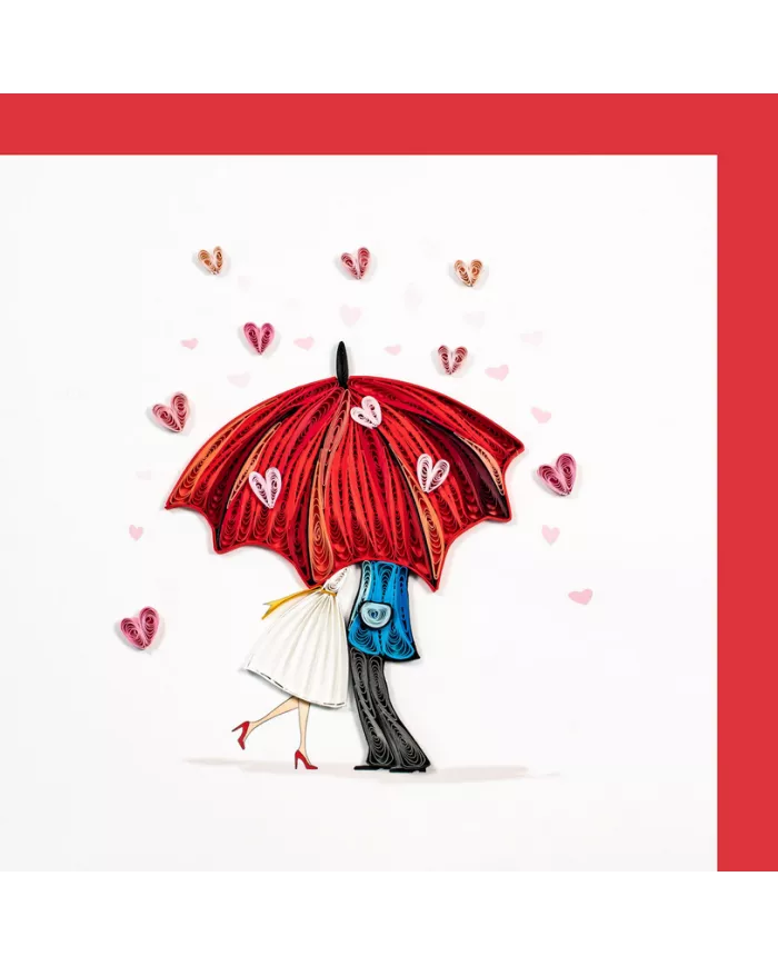 Carte "Quilling" Paire sous parapluie