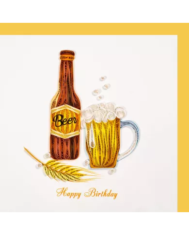 Carte "Quilling" Happy Birthday - Bière