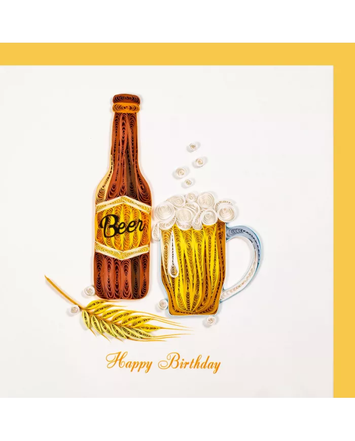 Carte "Quilling" Happy Birthday - Bière