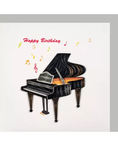 Carte "Quilling" Happy Birthday - Piano